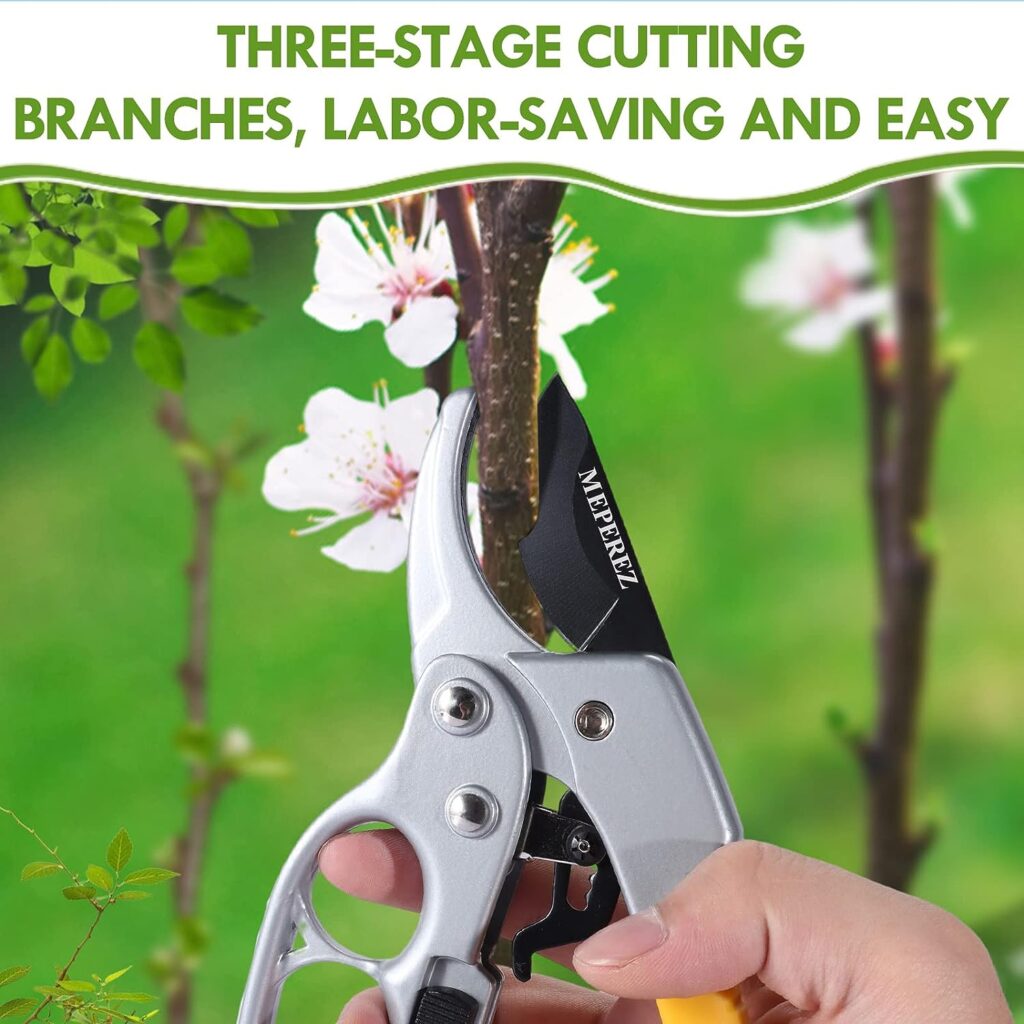 Premium garden clippers, meperez pruning shears for gardening, 3 times easier to work, Cutting Rose, Floral, Tree, Branches, Shrubs, Hedge, Stem, Live plant, use to Men, Women, Arthritic weak hand